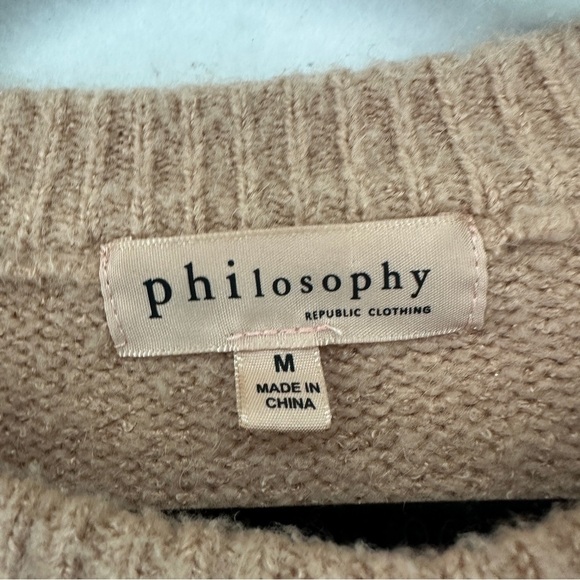 Philosophy Sweater Wool Blend Braided Arms Womans Size M Soft Rose Pink - Picture 3 of 10